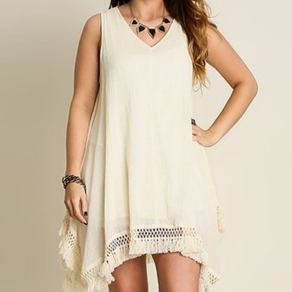Umgee USA Cream Sleeveless Sidetail Dress/Tunic - Picture 1 of 6